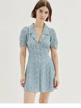 Urban Outfitters Light Blue Floral Button-Front Mini Dress